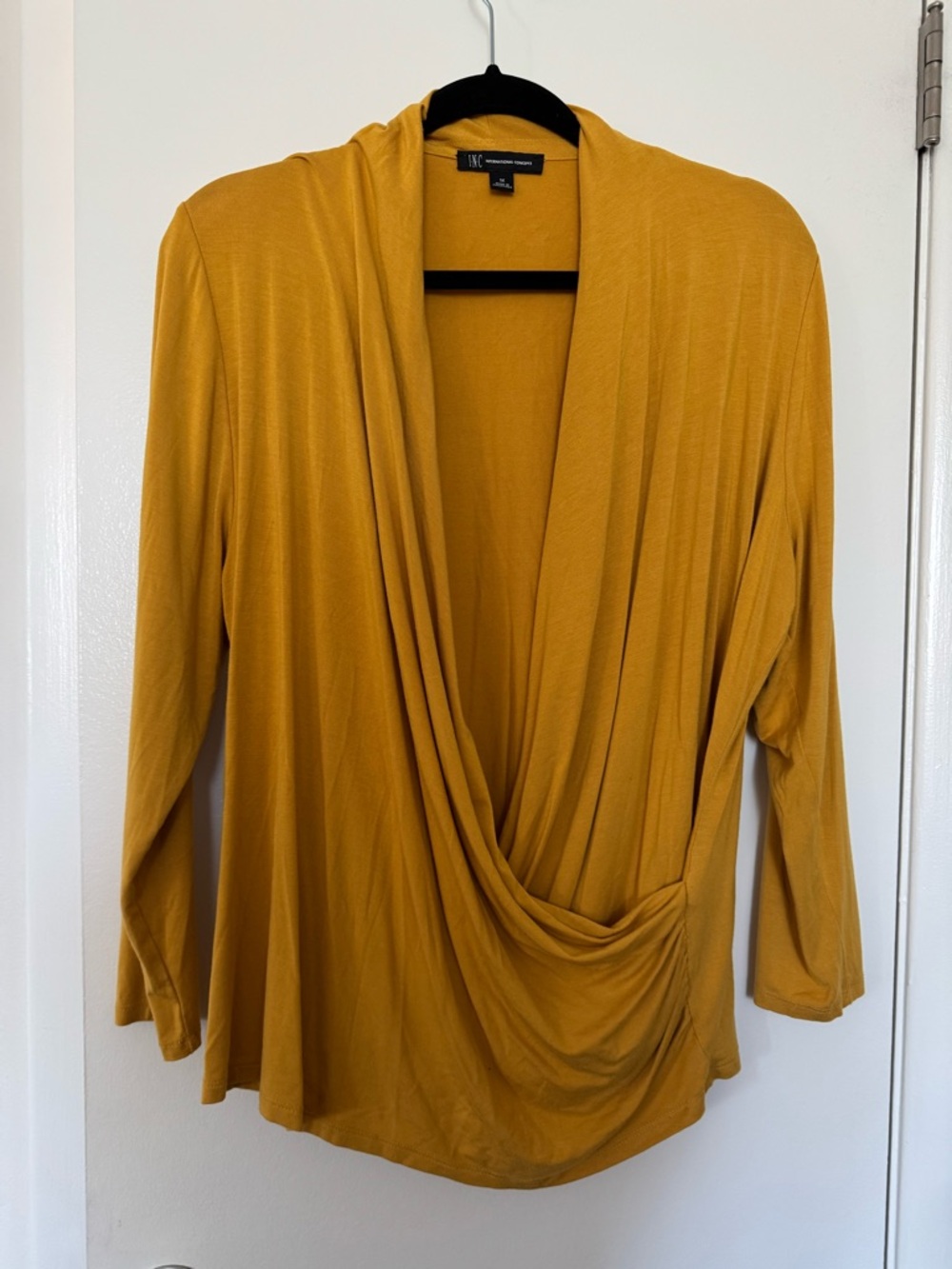 INC International Concepts Mustard Open Front Cardigan